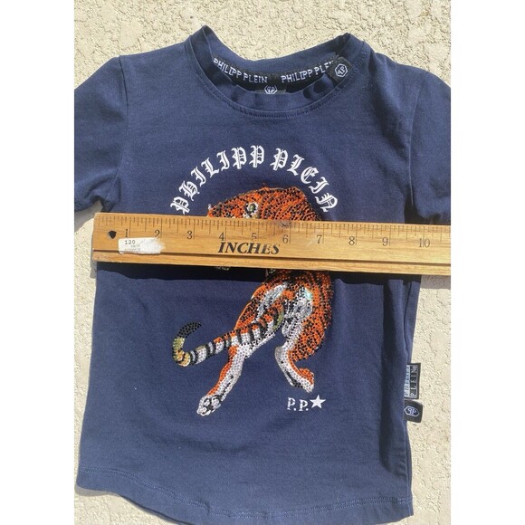 Philipp Plein T-shirt Blue Rhinestone Tiger Boys Size 2 Years 2T 12-24 Months - Picture 9 of 12